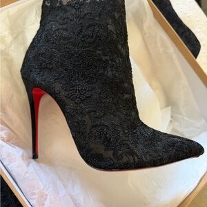 Christian Louboutin Black Lace Heeled Boots